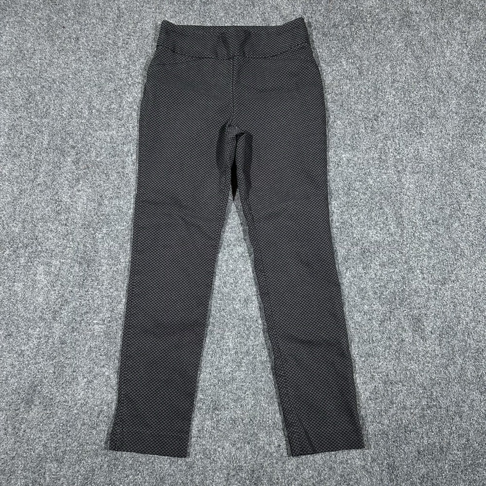Charter Club Cambridge Slim Ankle Pants Womens 8 Black White Geometric Textured